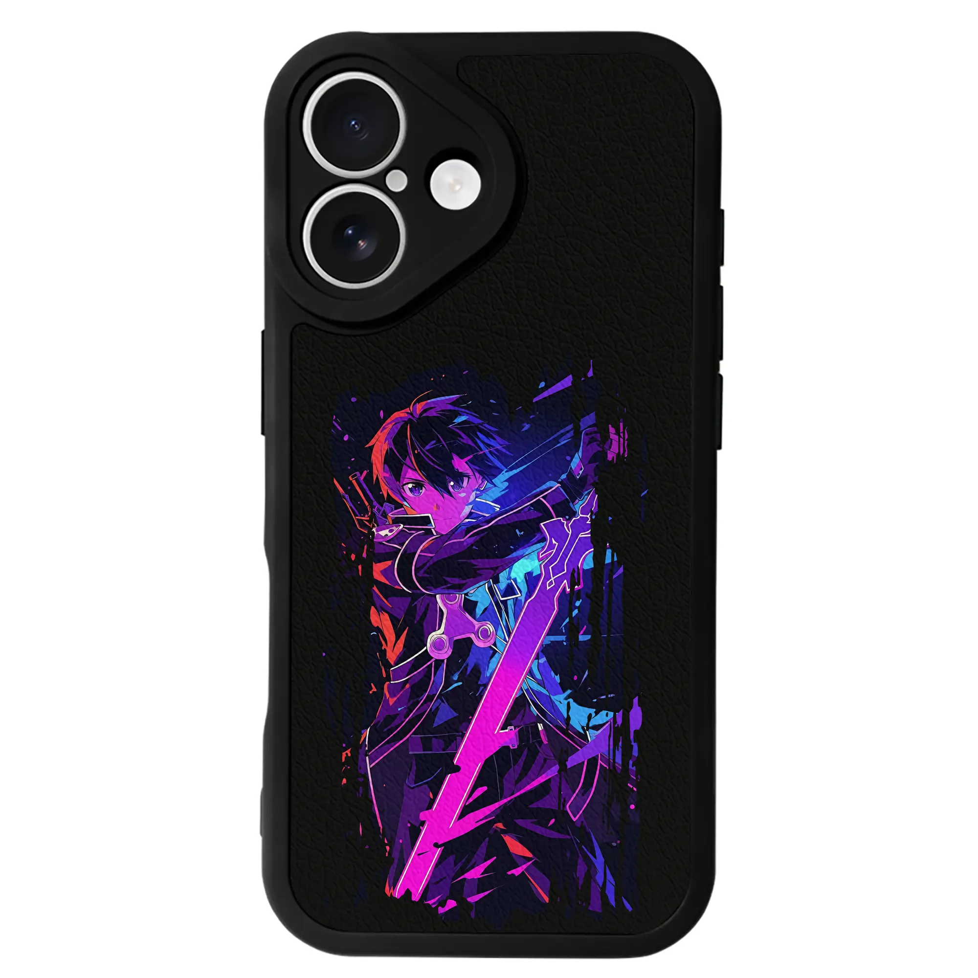 ソードアートオンライン グッズ キリト - IPhone 16シリーズ対応 ・ シリコンスマホケース ・ レザー調 ・ 高精度フィット ・ 耐衝撃 ・ ワイヤレス充電対応 ・ 精密カット